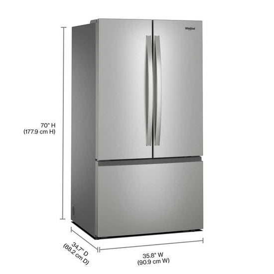 Whirlpool 36 Inch French Door Refrigerator with 31 cu. ft. Capacity, Stainless Steel - WRFF3136SZ