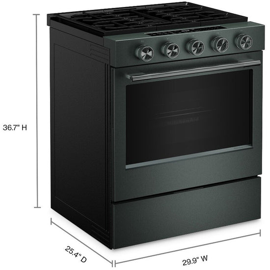 KitchenAid 30 Inch Slide-In Smart Gas Range with 5 Sealed Burners, Juniper - KSGS530SJP