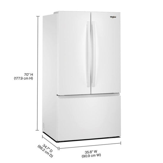 Whirlpool 36 Inch French Door Refrigerator with 30.52 cu. ft. Capacity, White - WRFF3136SW