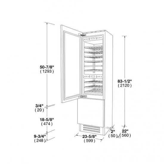 Fulgor Milano 24 Inch Overlay Built-In Wine Cellar, Right Door - F7IBW24O1-R
