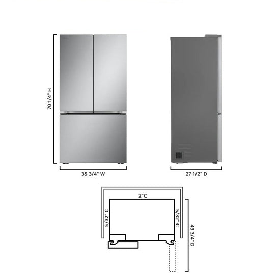 LG 25 cu. ft. Counter-Depth MAX 3-Door French Door Refrigerator - LF25Z6211S