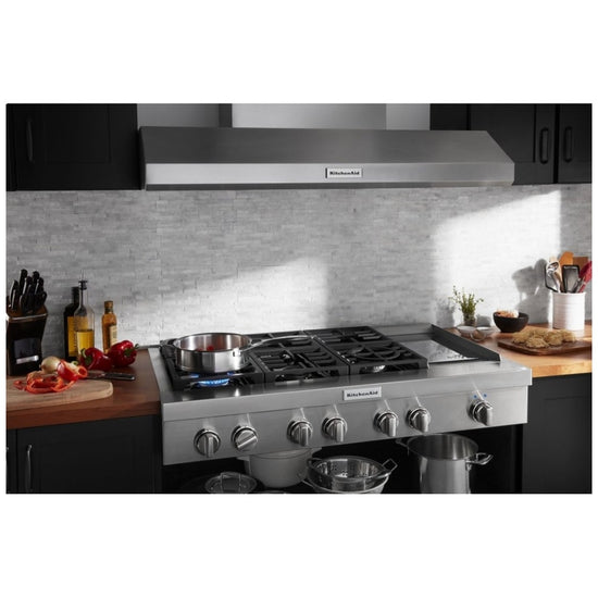 KitchenAid 48 Inch Commercial-Style Gas Rangetop with Griddle - KCGC558JSS