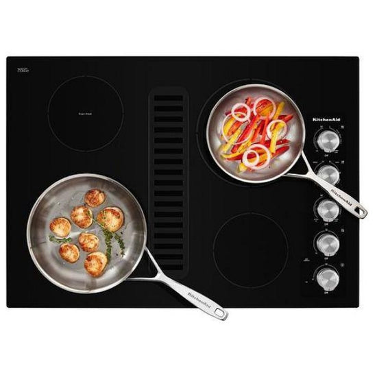 KitchenAid 30 Inch Electric Downdraft Cooktop, Black - KCED600GBL