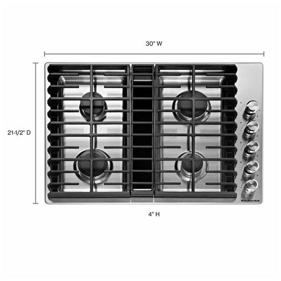 KitchenAid 30 Inch Gas Downdraft Cooktop - KCGD500GSS