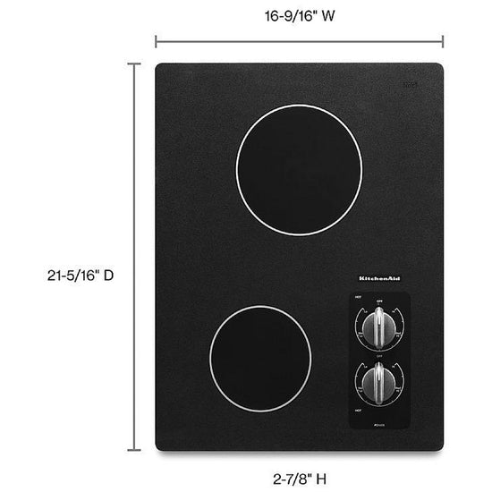 KitchenAid 15 Inch 2-Element Electric Cooktop, Black - KECC056RBL