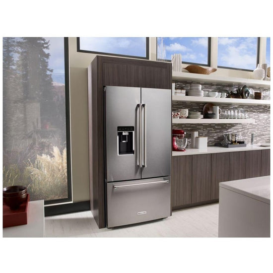 KitchenAid 36 Inch Counter-Depth French Door Refrigerator with 23.8 cu. ft. Capacity, Fingerprint Resistant Stainless Steel - KRFC704FPS