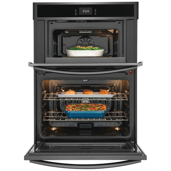 Frigidaire 30 Inch Microwave Wall Oven Combo, Smudge-Proof Black Stainless Steel - GCWM3067AD