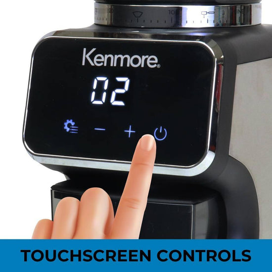 Kenmore 6 oz Stainless Steel Conical Burr Grinder with LED Display - KKCBGDB