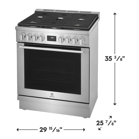Electrolux 30 Inch Dual-Fuel Freestanding Range, Stainless Steel - ECFD3068AS
