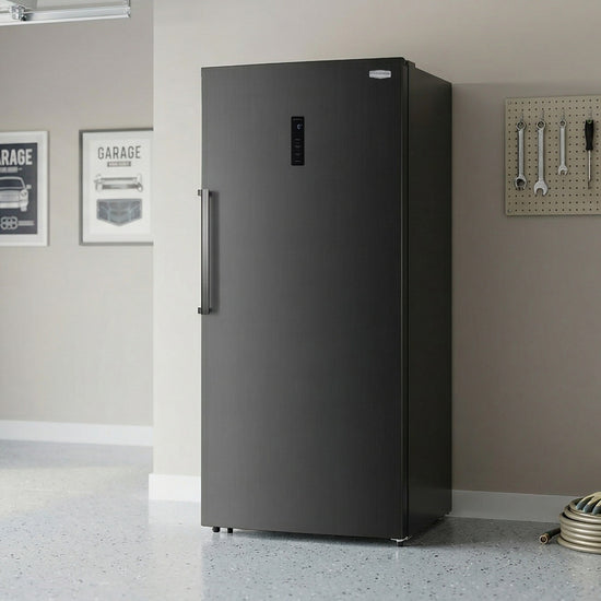 Marathon 21.2 cu. ft. Convertible Upright Fridge/Freezer, Black Steel - MFF212BLS