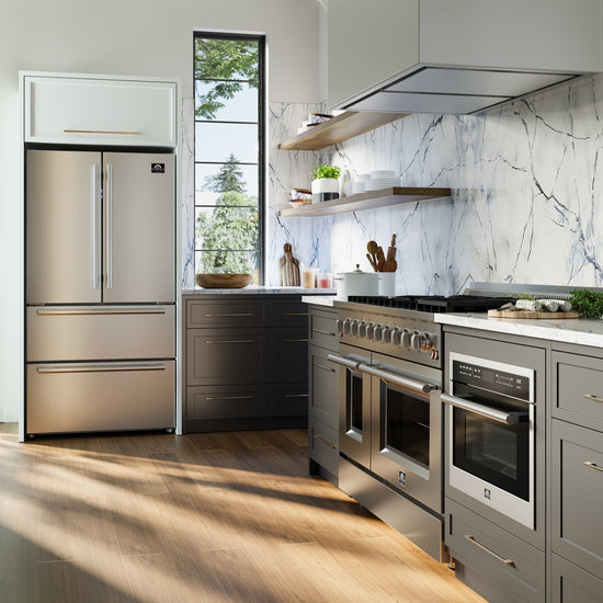 Forno Galiano 48-Inch Freestanding Gas Range with 8 Burners and Double Ovens - FFSGS6244-48