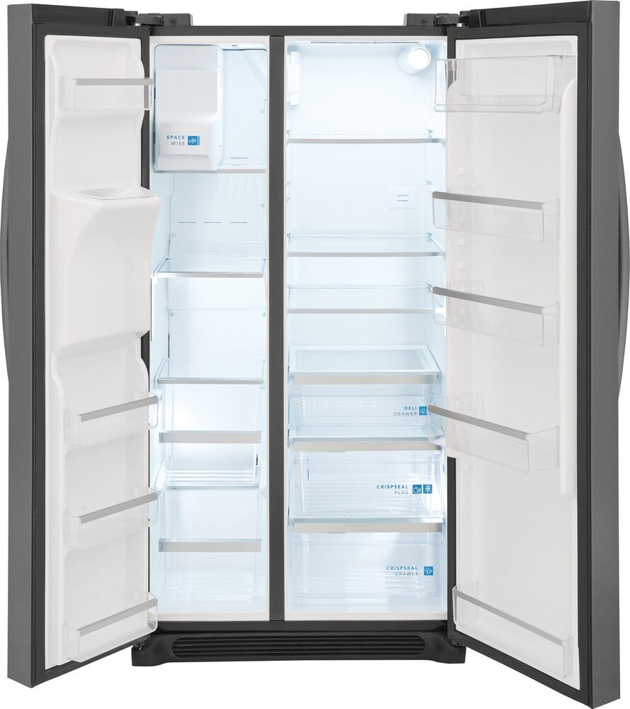 Frigidaire Gallery 36-inch 22.2 cu. ft. Counter Depth Side-by-Side Refrigerator with Water Dispenser in Smudge-Proof Black Stainless Steel - GRSC2352AD