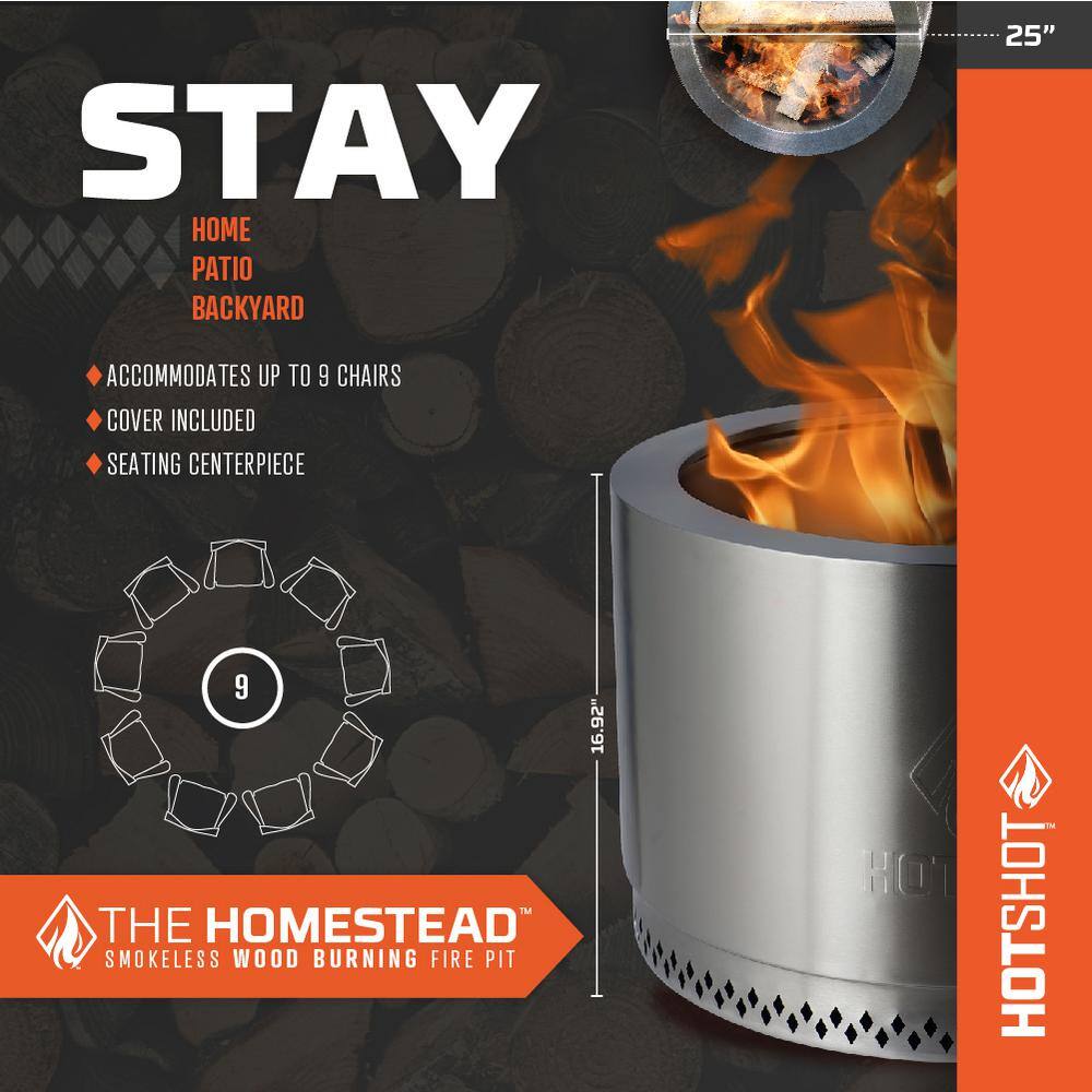 HotShot Homestead 25 in. Round Wood-Burning Fire Pit, Matterhorn Gray
