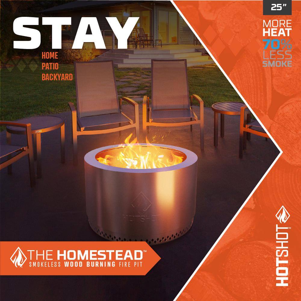 HotShot Homestead 25 in. Round Wood-Burning Fire Pit, Matterhorn Gray