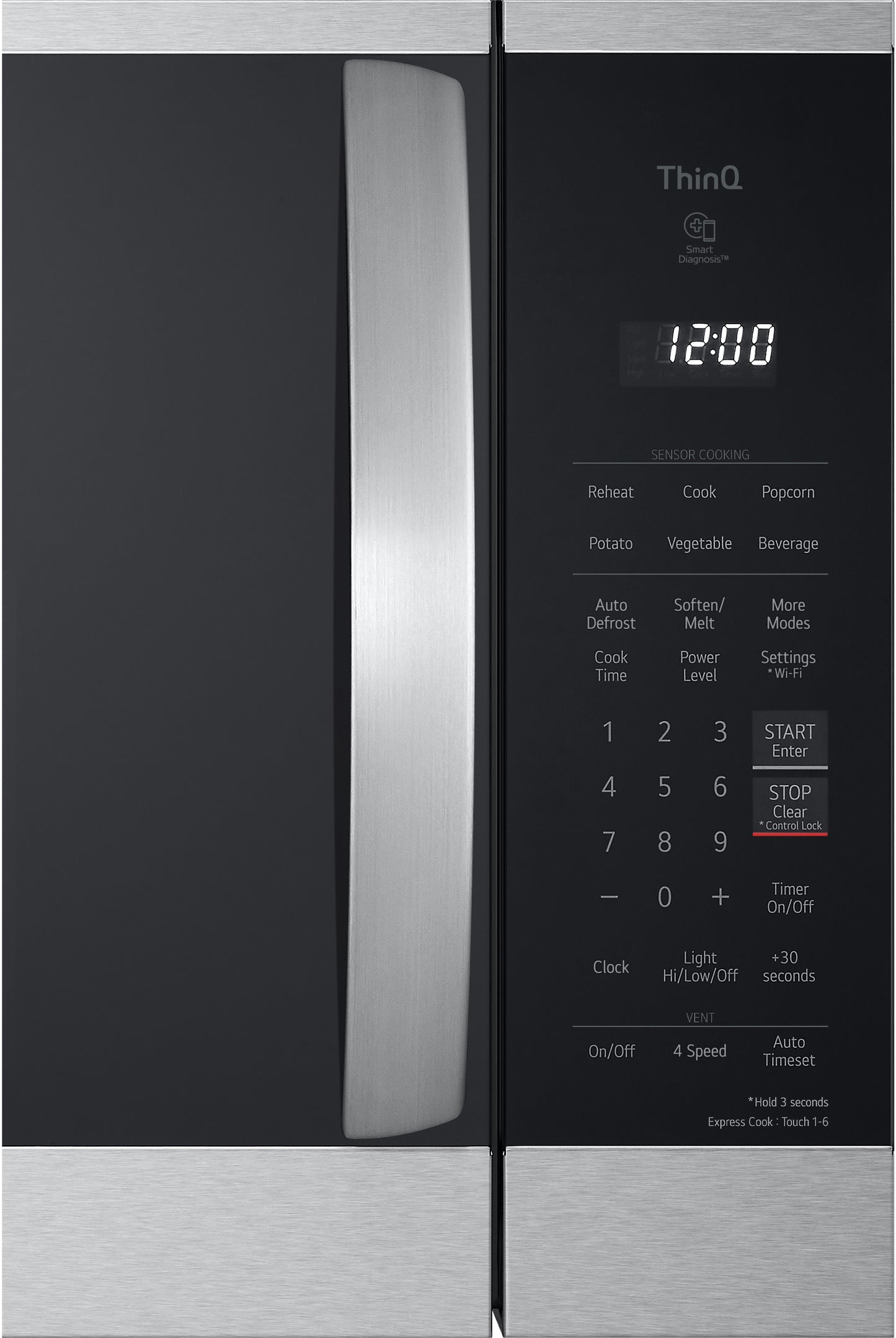 LG 2.1 Cu. Ft. Wi-Fi Enabled OTR Microwave Oven with ExtendaVent, EasyClean, Stainless Steel - MVEL2125F