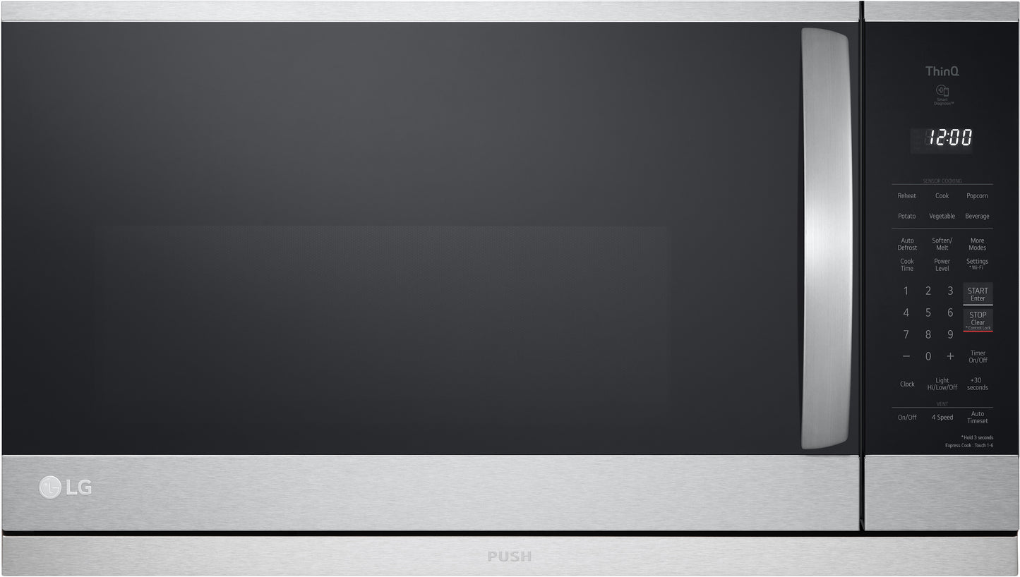 LG 2.1 Cu. Ft. Wi-Fi Enabled OTR Microwave Oven with ExtendaVent, EasyClean, Stainless Steel - MVEL2125F
