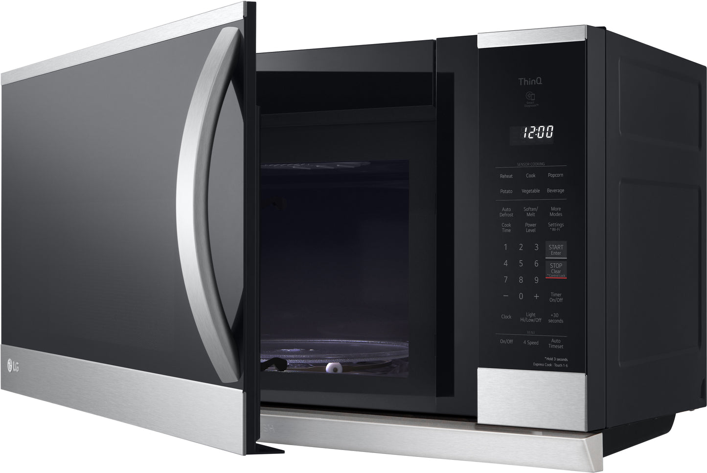LG 2.1 Cu. Ft. Wi-Fi Enabled OTR Microwave Oven with ExtendaVent, EasyClean, Stainless Steel - MVEL2125F