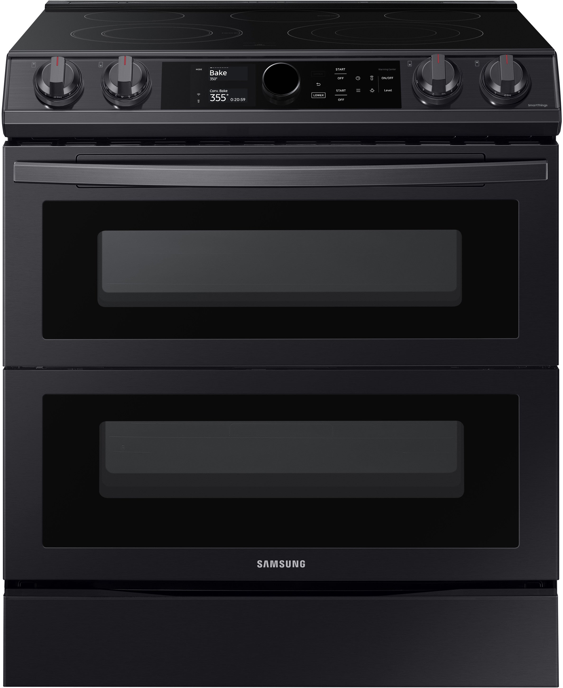 Samsung 30 Inch Slide-in Electric Smart Range with Dual Oven, Air Fry, Convection, and Self + Steam Clean - NE63T8751SG