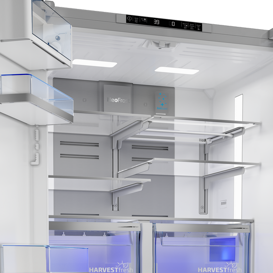 Beko 36 Inch 4 Door Counter Depth French Door Refrigerator, Stainless Steel - BFFD3626SS