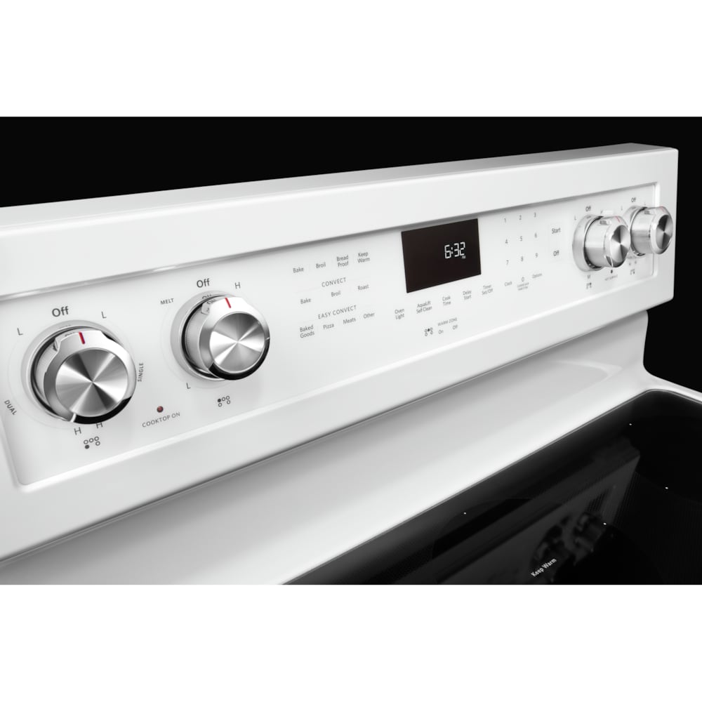 KitchenAid Electric Glass-Ceramic Top Range with AquaLift Self-Cleaning Technology Convection Oven in White - YKFEG500EWH
