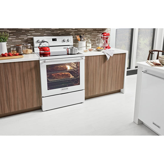 KitchenAid 30 Inch Freestanding Electric Range, White - YKFEG500EWH