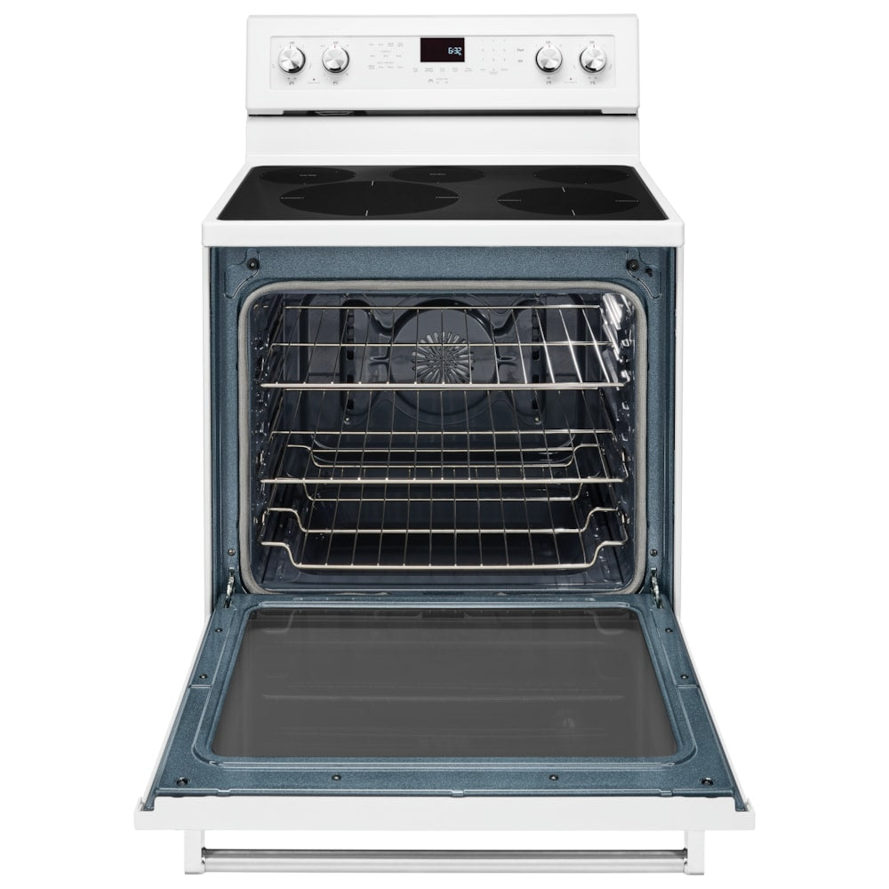 KitchenAid Electric Glass-Ceramic Top Range with AquaLift Self-Cleaning Technology Convection Oven in White - YKFEG500EWH