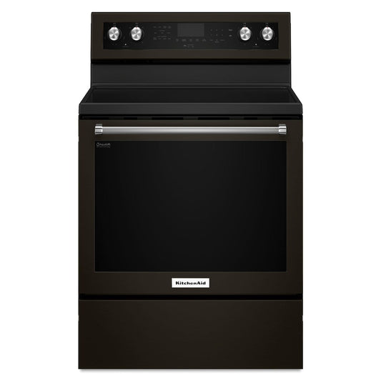 KitchenAid 6.4 Cu. Ft. Electric Range with AquaLift and Self-Clean, Black Stainless Steel - YKFEG500EBS