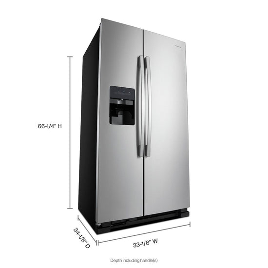 Amana 33 Inch Side-by-Side Refrigerator with Dual Pad External Ice and Water Dispenser, Stainless Steel - ASI2175GRS