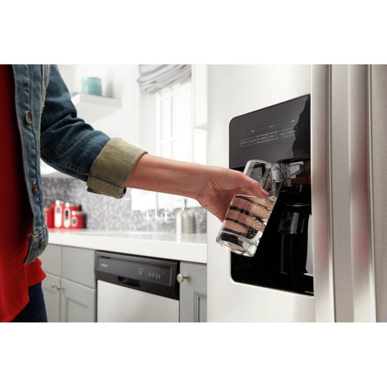 Amana 33 Inch Side-by-Side Refrigerator with Dual Pad External Ice and Water Dispenser, Stainless Steel - ASI2175GRS