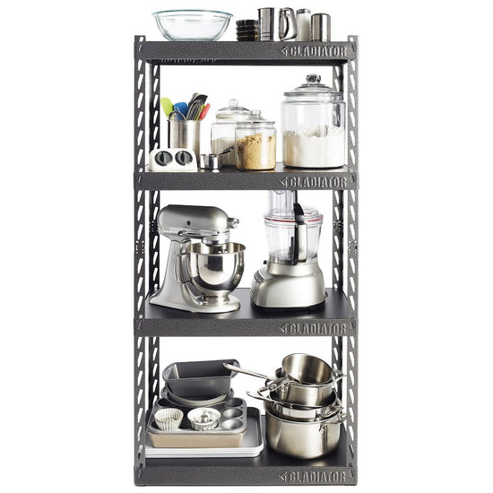 Gladiator EZ Connect 30 Inch Rack with Four 15 Inch Shelves, Hammered Granite - YGRC304RGG