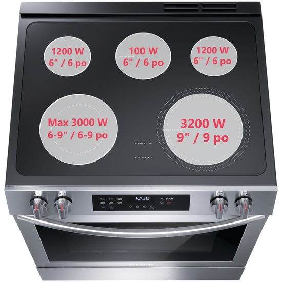 Frigidaire 30 Inch Slide-In Electric Range with Convection Bake, Stainless Steel - FCFE308CAS