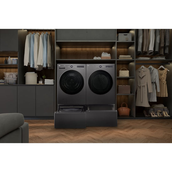 LG 27 Inch Front Load Electric Dryer, 7.4 cu. ft., Black Steel - DLEX6700B