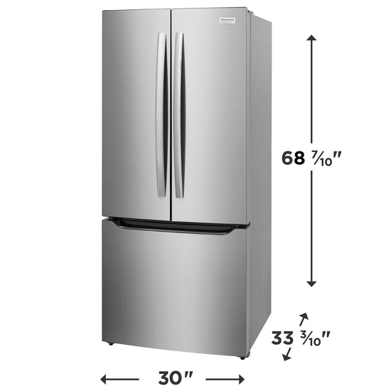 Frigidaire Gallery 30 Inch French Door Refrigerator with Internal Water Dispenser, Stainless Steel - GRFN2023AF