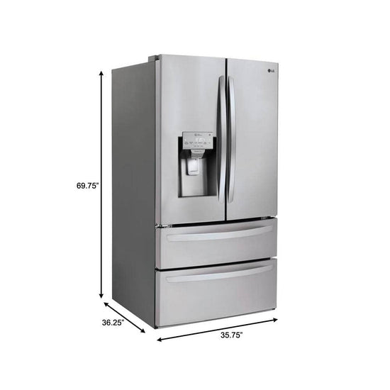 LG 28 cu. ft. 4-Door French Door Smart Refrigerator, PrintProof Stainless Steel - LMXS28626S