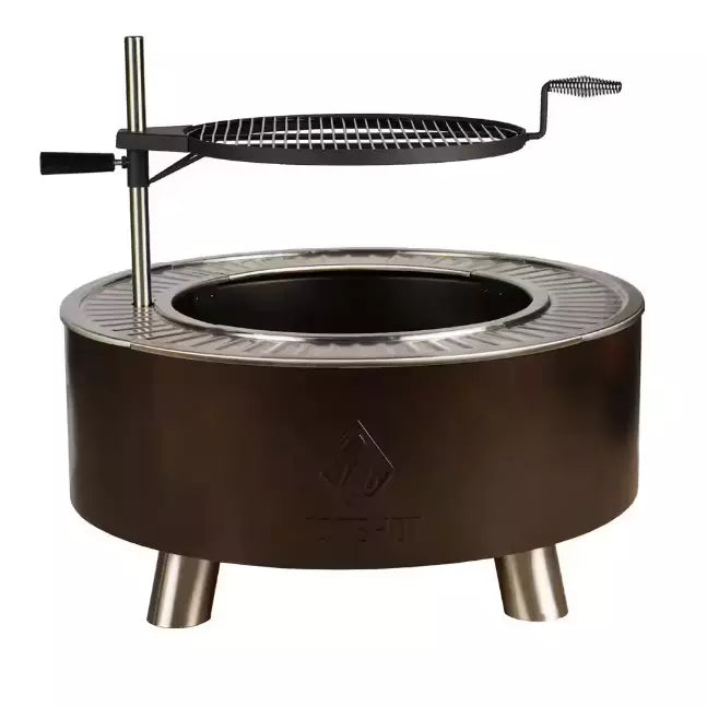 HOTSHOT Smokeless Outdoor Wood Fire Pit with Grill, Steel, 34 Inch-BRECKENRIDGE