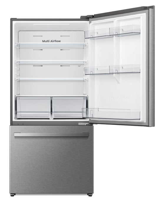 Hisense 31.3 Inch 22.3 Cu. Ft. Bottom-Freezer Refrigerator, Stainless Steel - RB22A2FSE
