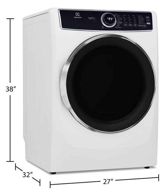 Electrolux 8.0 cu. ft. Electric Steam Dryer, White - ELFE763CAW