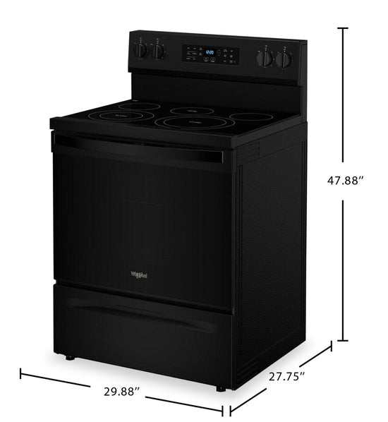 Whirlpool 5.3 Cu. Ft. Electric Range with No Preheat Air Fry, Black - YWFES5030RB