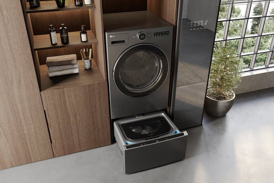 LG 5.7 cu. ft. Ventless All-in-One HeatPump Washer Dryer Combo, Black Steel - WM6998HBA