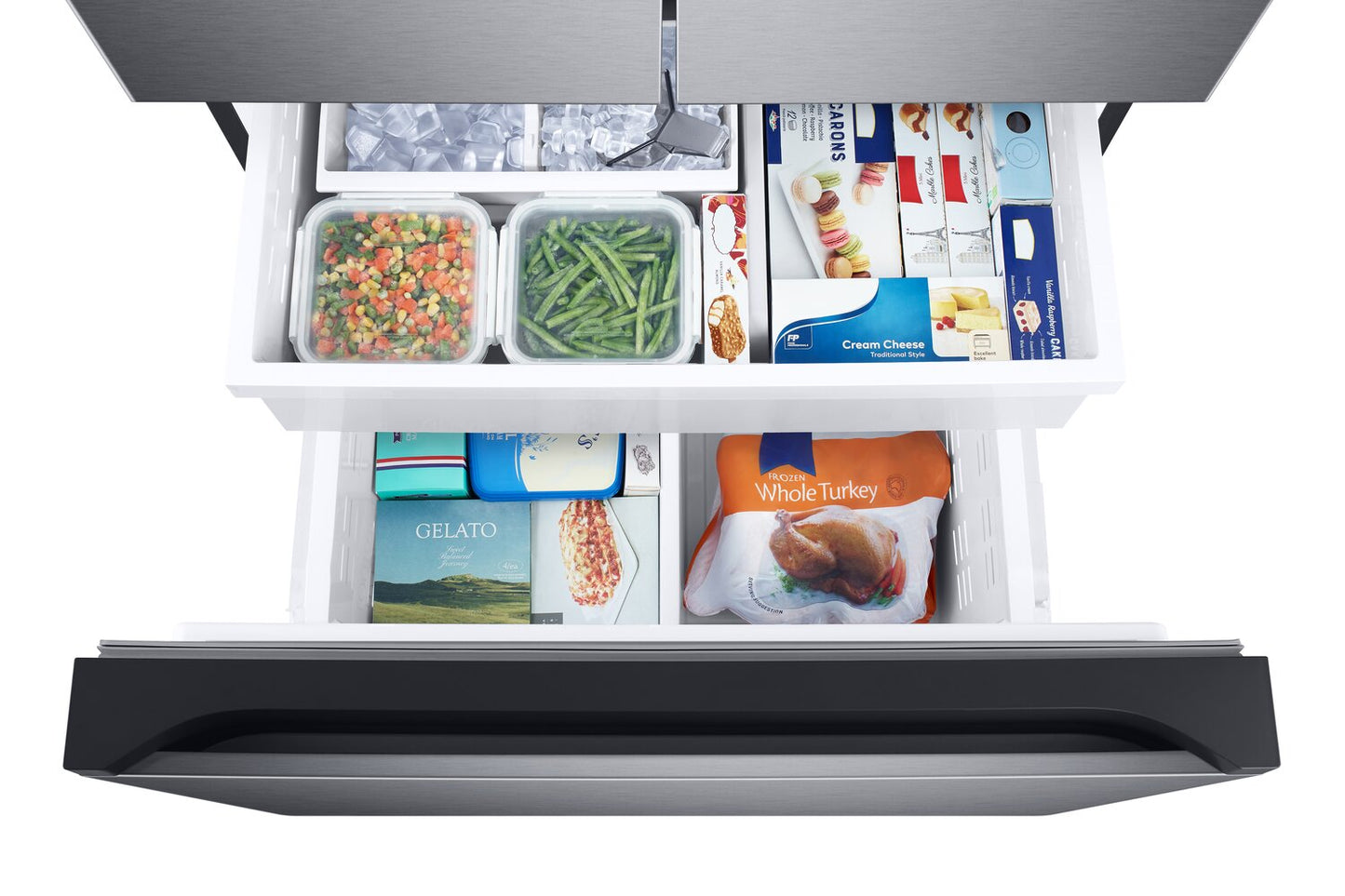 Samsung 33 Inch French Door Refrigerator with Beverage Center and AutoFill Water Pitcher, Stainless Steel - RF25C5551SR/AA