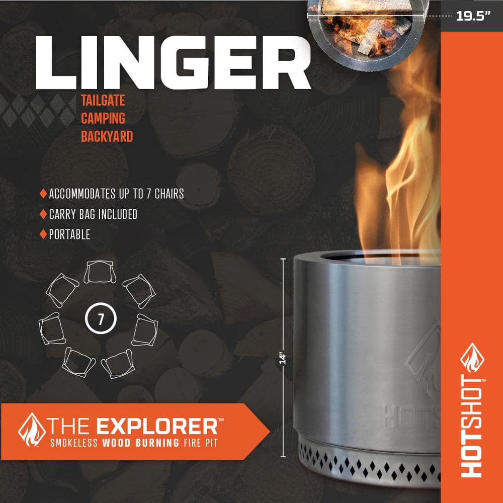 HotShot Explorer Portable Low Smoke 19.5 in. Fire Pit-EXPLORER