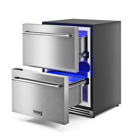 Thor Kitchen 24 Inch Built-in Undercounter Double Drawer Freezer, Stainless Steel - TRZ24U