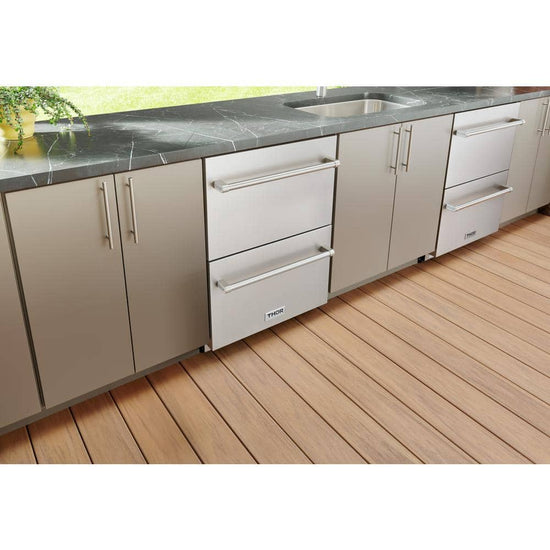 Thor Kitchen 24 Inch Built-in Undercounter Double Drawer Freezer, Stainless Steel - TRZ24U