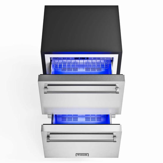 Thor Kitchen 24 Inch Built-in Undercounter Double Drawer Freezer, Stainless Steel - TRZ24U