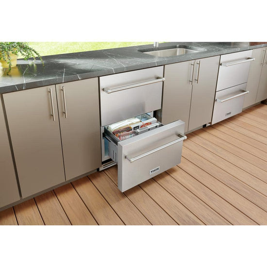 Thor Kitchen 24 Inch Built-in Undercounter Double Drawer Freezer, Stainless Steel - TRZ24U
