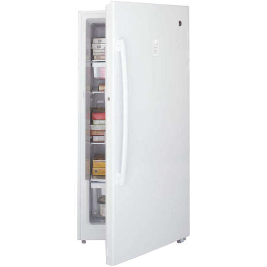 GE 28 Inch Upright Freezer with 14.1 cu. ft. Capacity - FUF14DLRWW