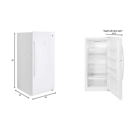 GE 28 Inch Upright Freezer with 14.1 cu. ft. Capacity - FUF14DLRWW