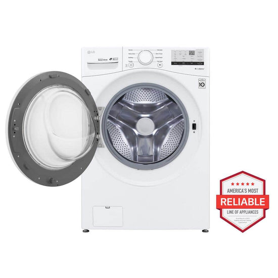 LG 4.5 Cu. Ft. Stackable Front Load Washer, White, Coldwash Technology - WM3400CW