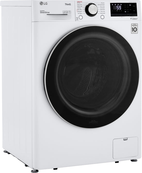 LG 24 Inch Compact Front Load Washer with 2.6 cu. ft. Capacity, White - WM1455HWA