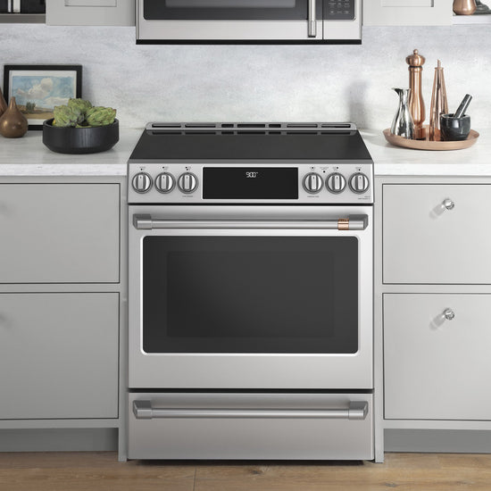 Café 30 Inch Slide-In Smart Induction Range with True Convection & Air Fry, Stainless Steel - CCHS900P2MS1